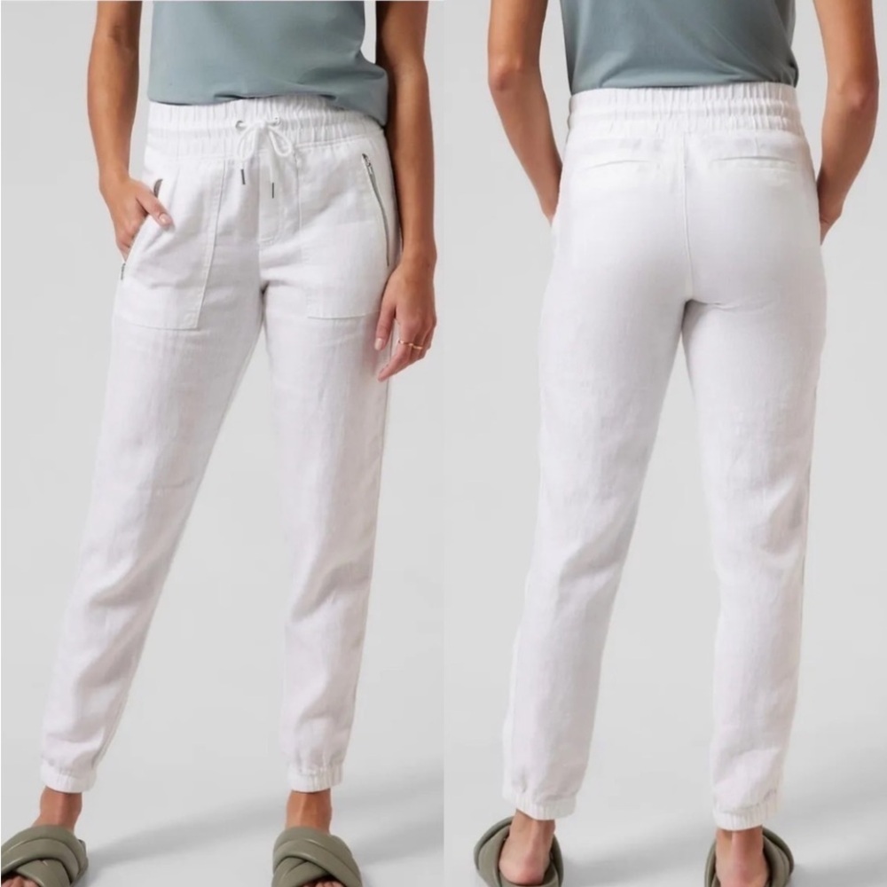 Athleta Cabo Linen Jogger White Size 6.